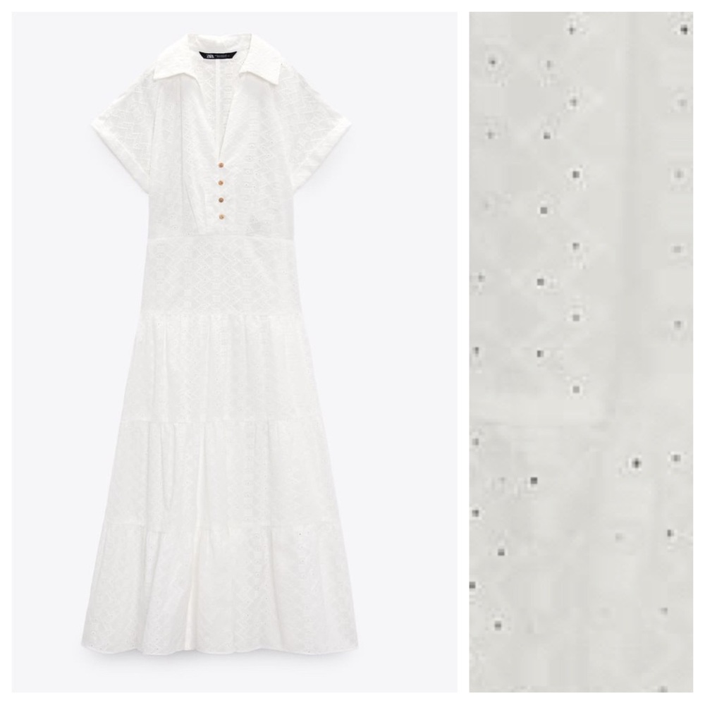 Zara White Eyelet Midi Dress - Picture 6 of 11